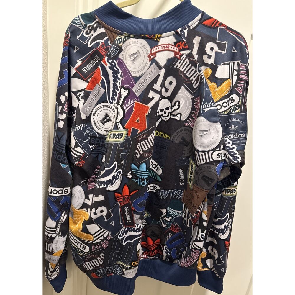 Adidas - All Over Print Logo Zip Up Jacket. Mens 2XL. Logo and Skull print - Picture 5 of 11